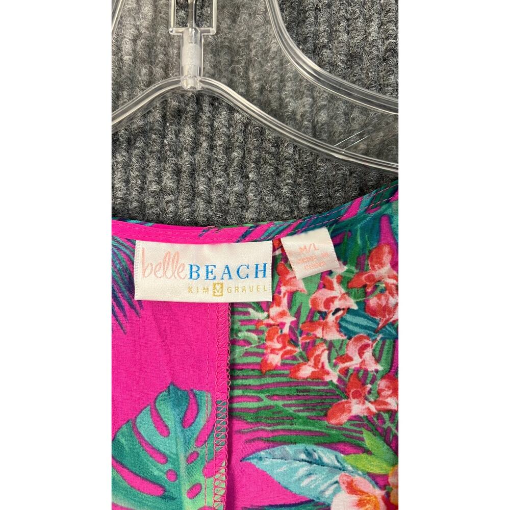 Belle Beach Kim Gravel Cover Up Womens M/L Pink Floral Tropical Resort Cruise - Picture 5 of 12
